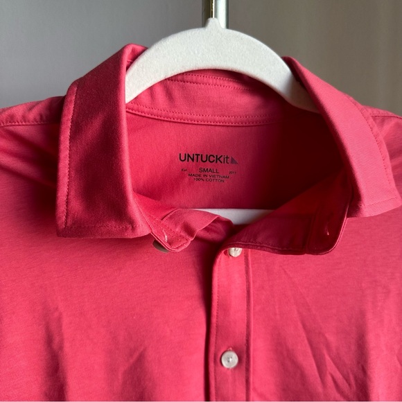 NWOT UNTUCKit Huber Jersey Knit Long Sleeves Button Up Shirt in Red - Picture 4 of 6